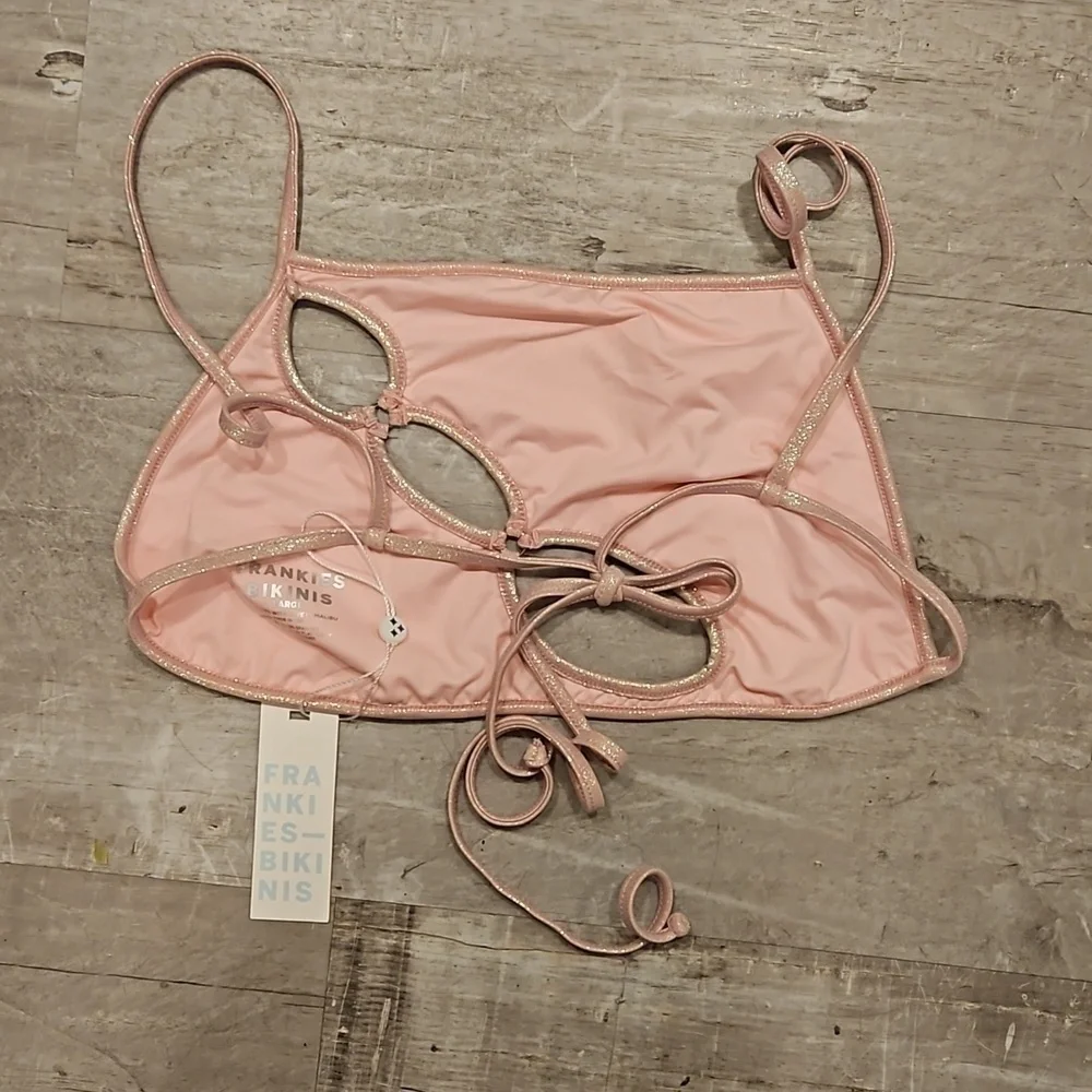 💕FRANKIES BIKINIS💕 Jamilla Iridescent String Top ~ Gilded Angel Large L NWT